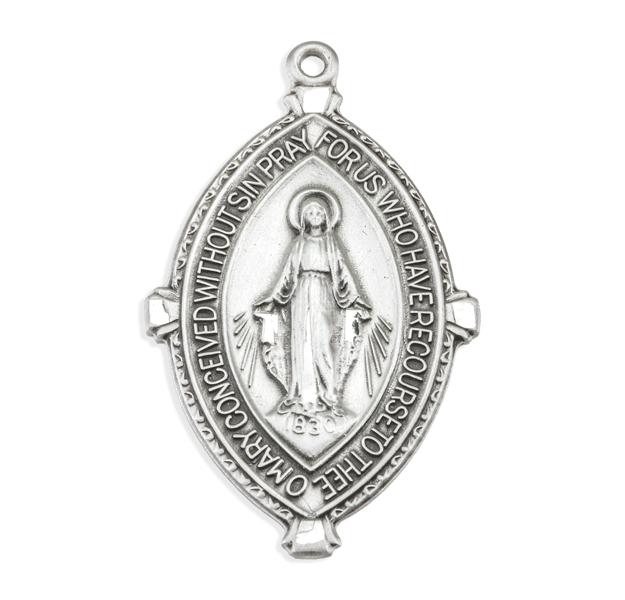 Sterling Silver Almond Shape Miraculous-18" Ch-Bxd