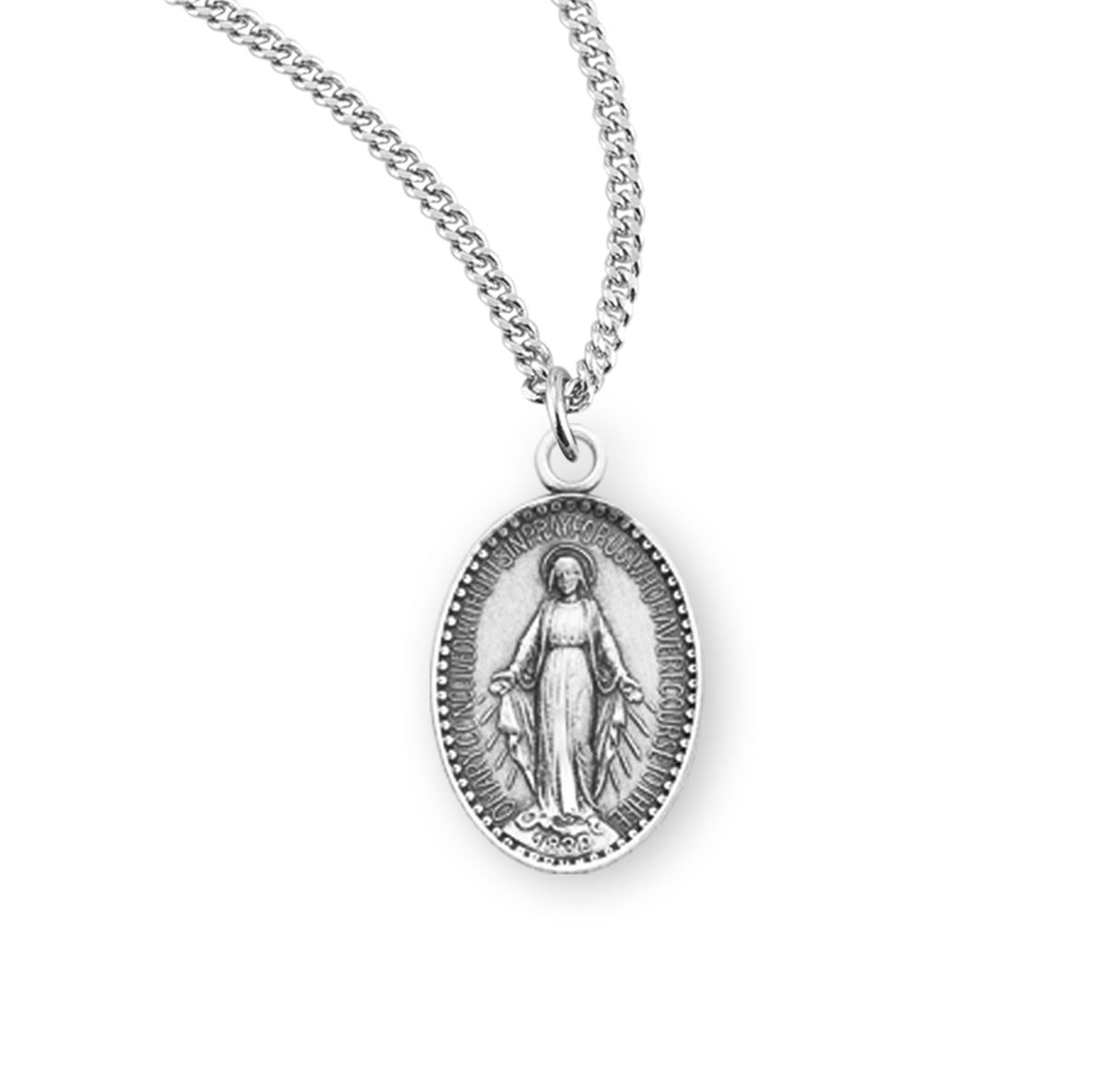 Sterling Silver Small Oval Miraculous-*13" Ch-Bxd