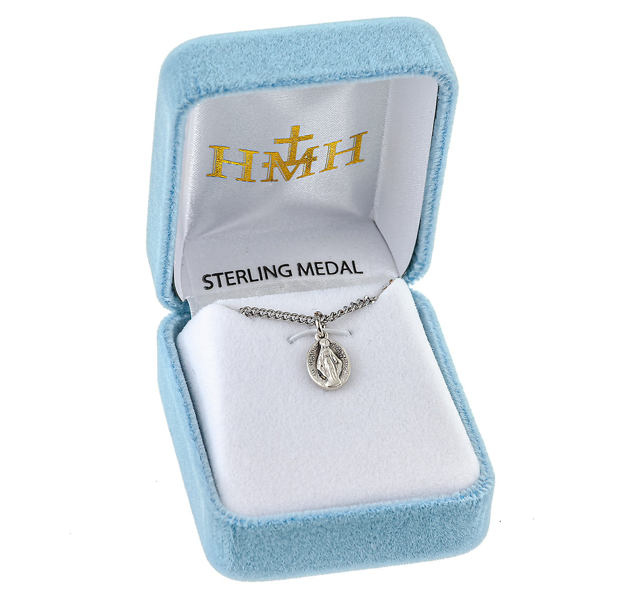 Sterling Silver Small Oval Baby Miraculous Medal on a 16" Ch-Bxd