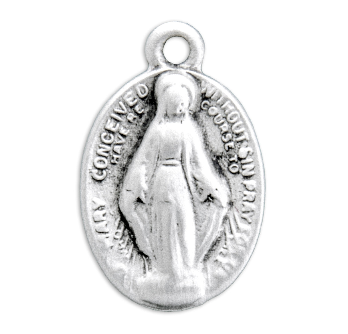 Sterling Silver Small Oval Baby Miraculous Medal on a 16" Ch-Bxd