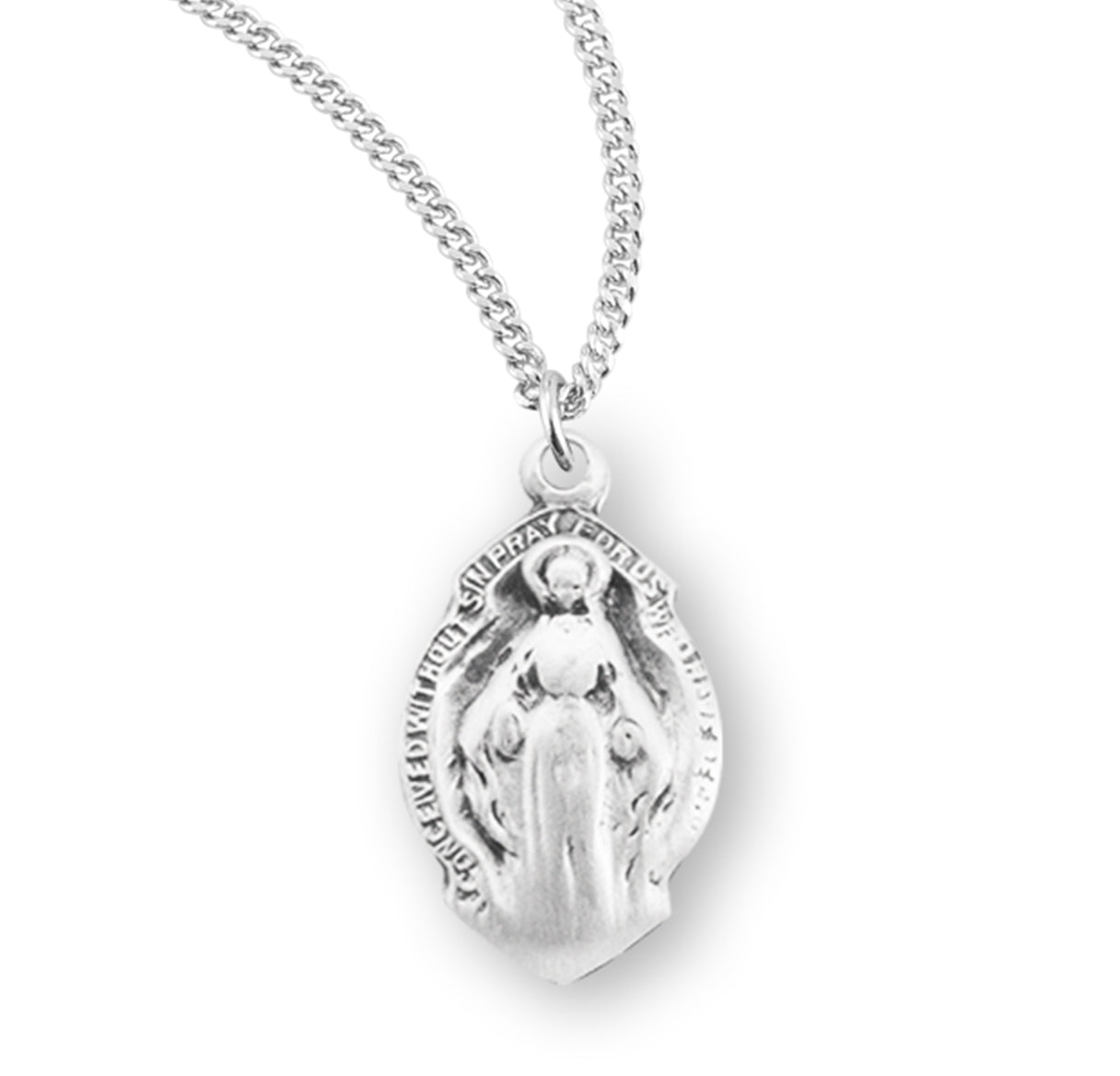 Sterling Silver Baby Miraculous Medal with Scalloped Edging on a *16" Ch-Bxd