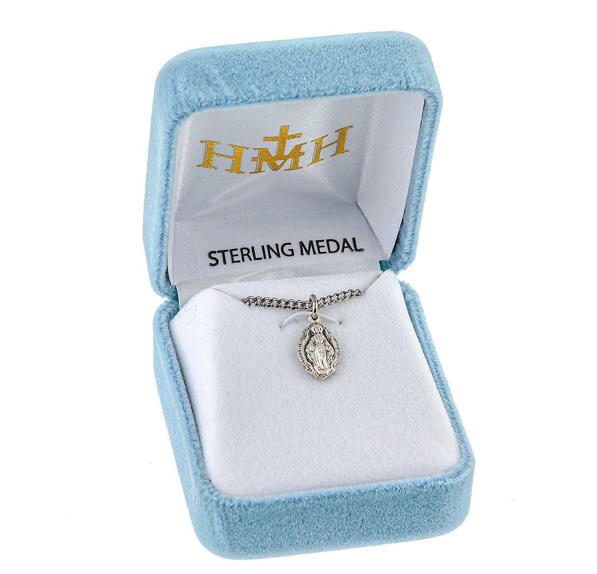 Sterling Silver Baby Miraculous Medal with Scalloped Edging on a *16" Ch-Bxd