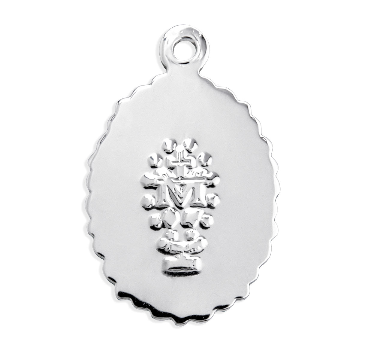 Sterling Silver Oval Blue Epoxy Miraculous Medal