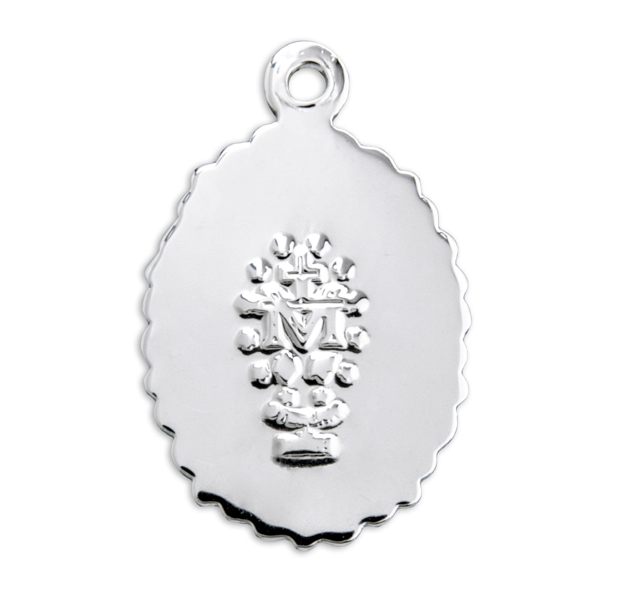 Sterling Silver Oval Pink Epoxy Miraculous Medal
