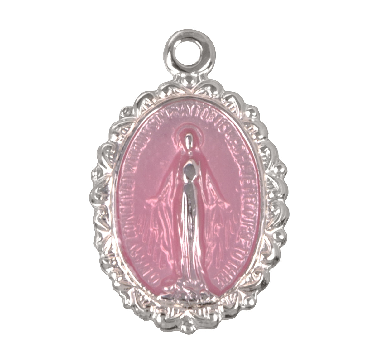 Sterling Silver Pink Small Miraculous *18" (Thin) Ch-Bxd