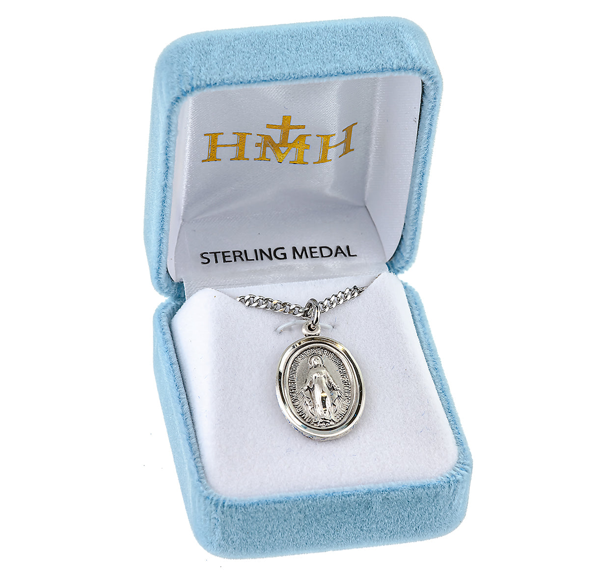 Sterling Silver Oval Miraculous Medal- 20" Ch-Bxd