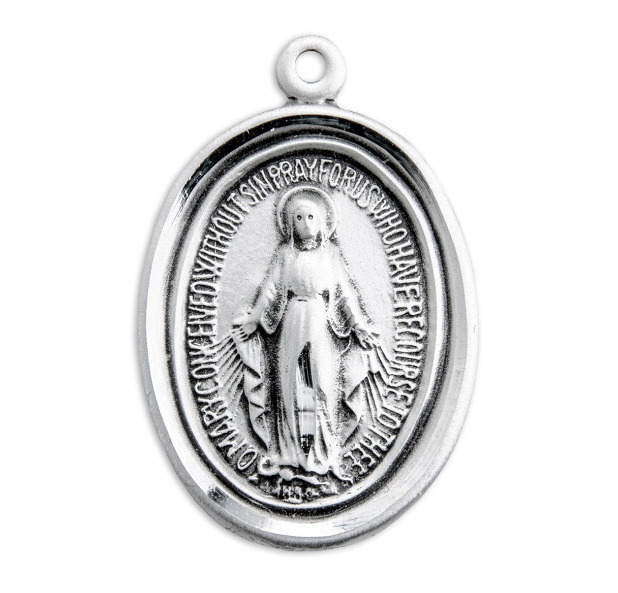 Sterling Silver Oval Miraculous Medal- 20" Ch-Bxd