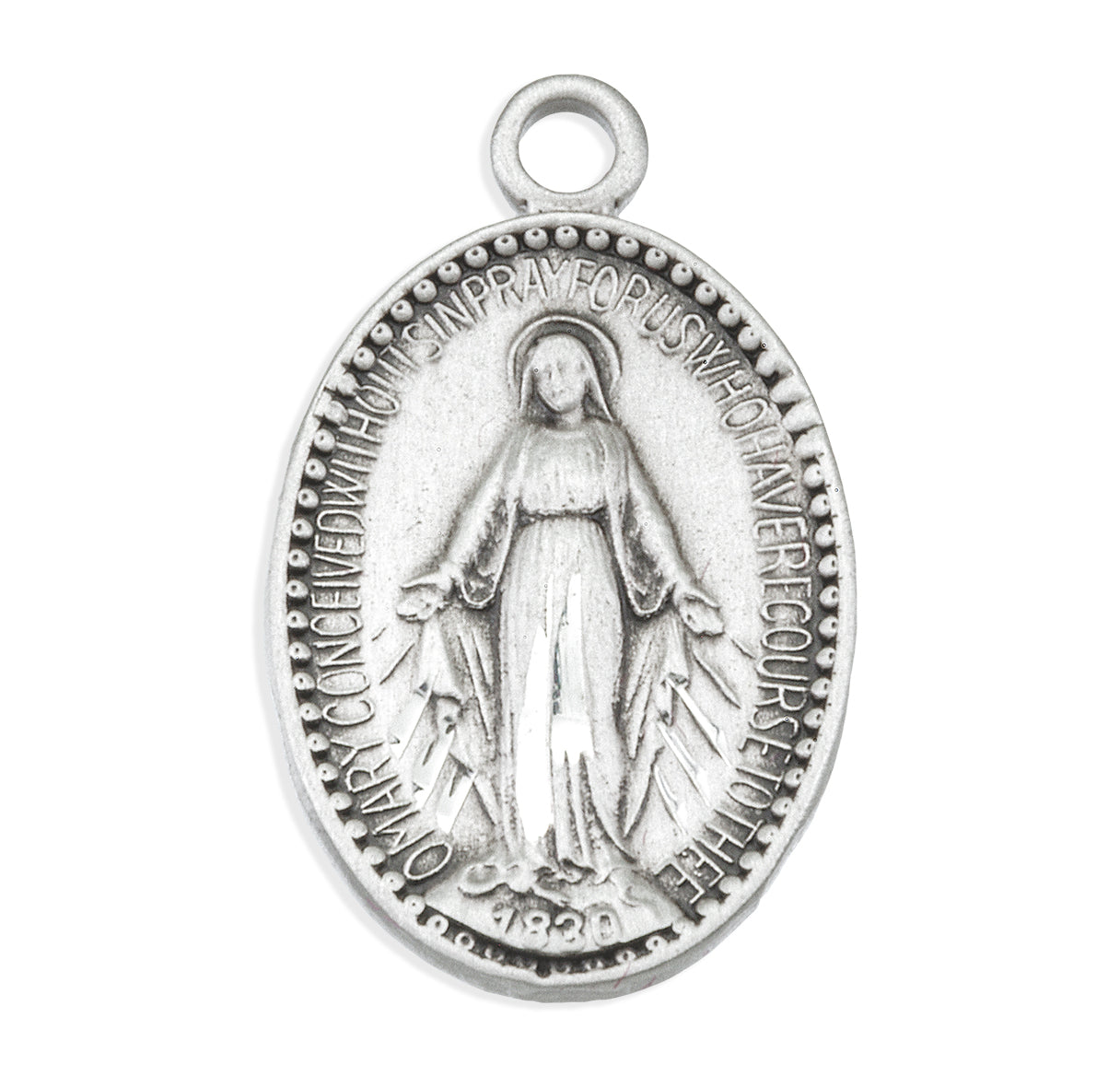 Sterling Silver Beaded Edge Mirac Medal- 18" Ch-Bxd
