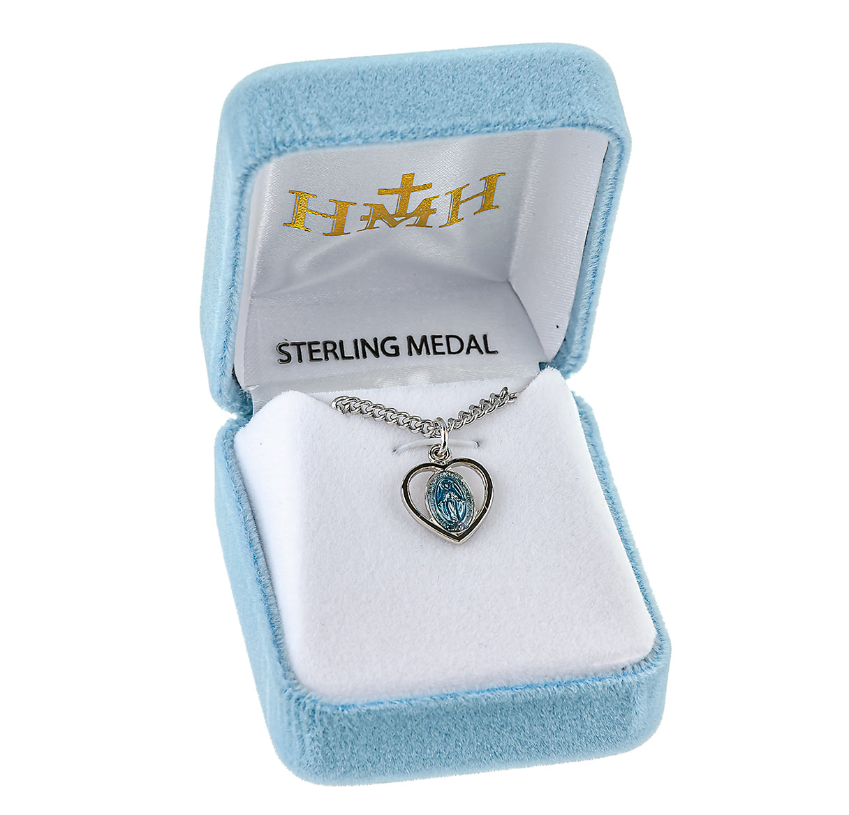 Sterling Silver Blue Epoxy Miraculous Medal
