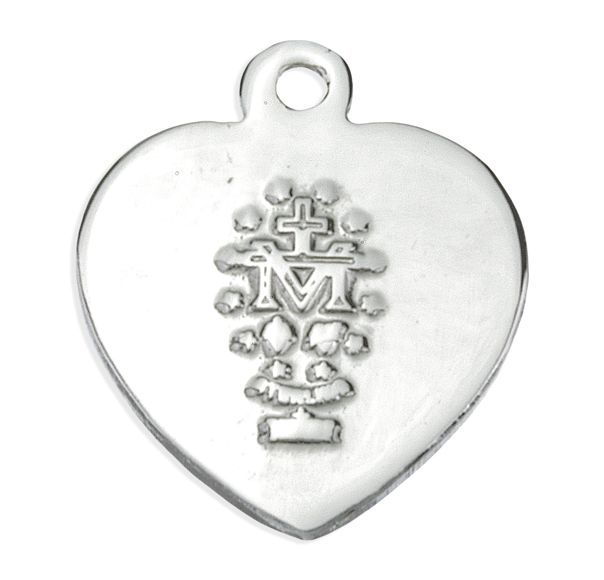 Sterling Silver Flower Epoxy Heart Shape Miraculous Medal