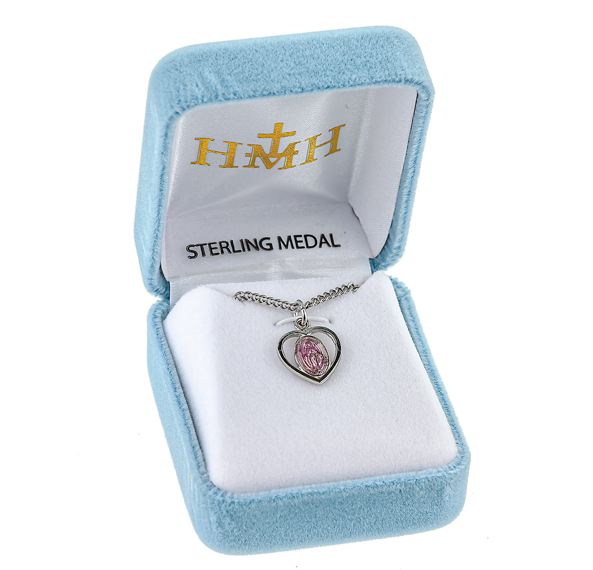Sterling Silver Tiny Pink Pierced Miraculous Heart 16" Ch-Bxd