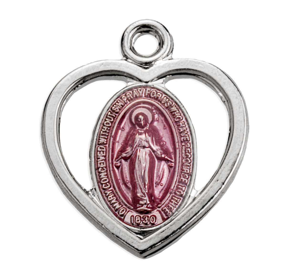 Sterling Silver Tiny Pink Pierced Miraculous Heart 16" Ch-Bxd