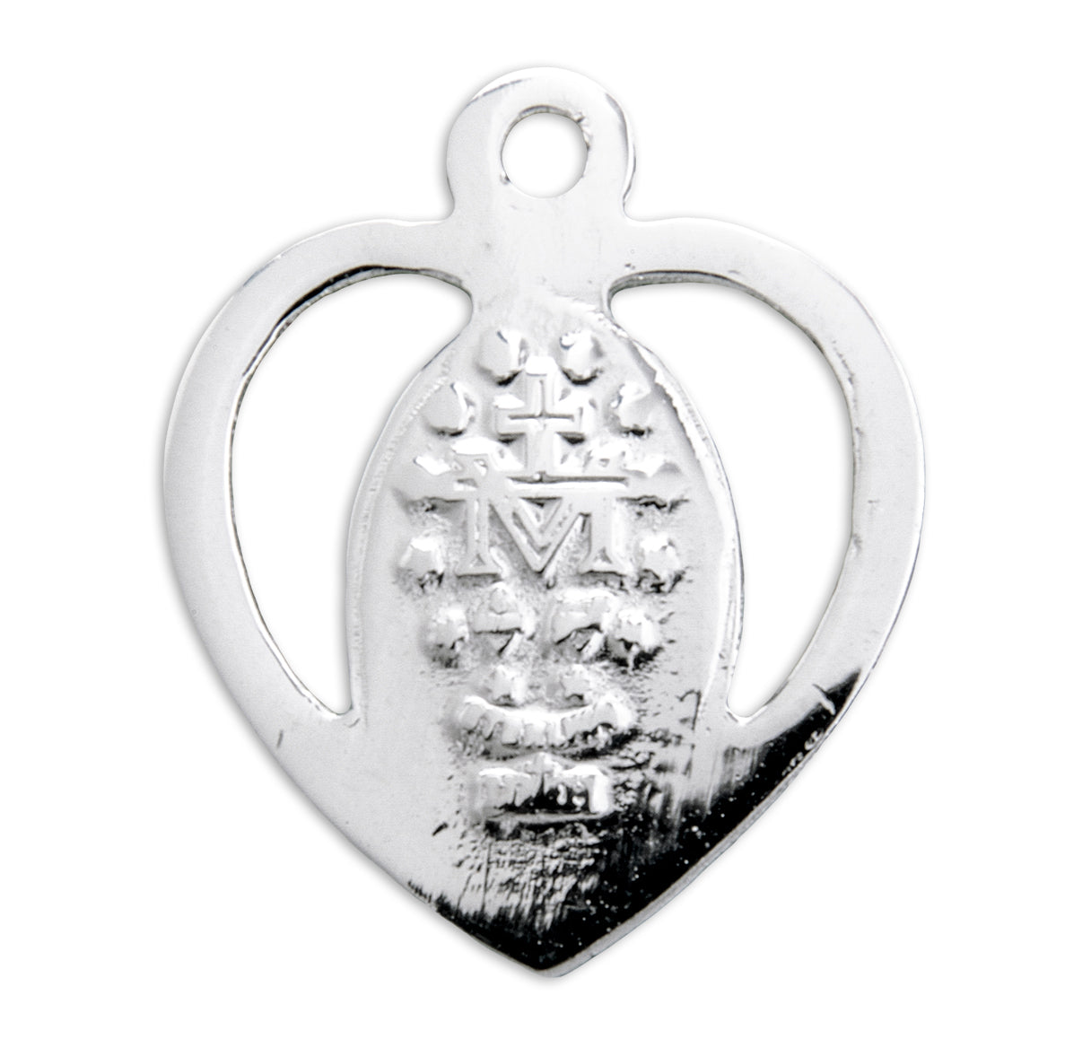 Sterling Silver blue Enameled pierced miraculous heart-18"