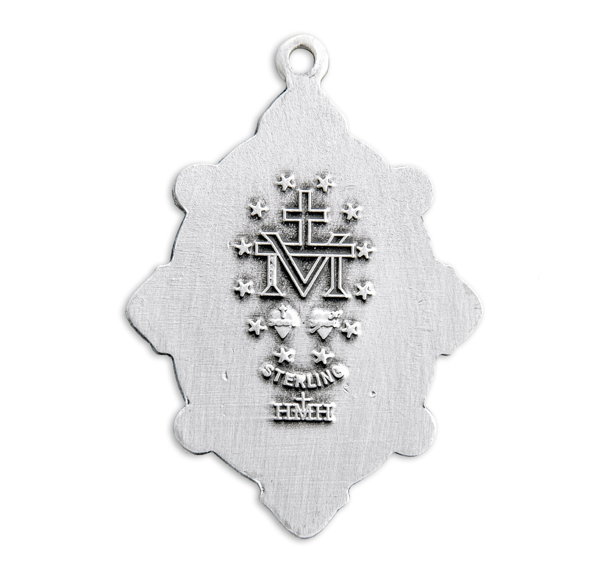 Sterling Silver Oval Miraculous Medal Set with Pink Crystals