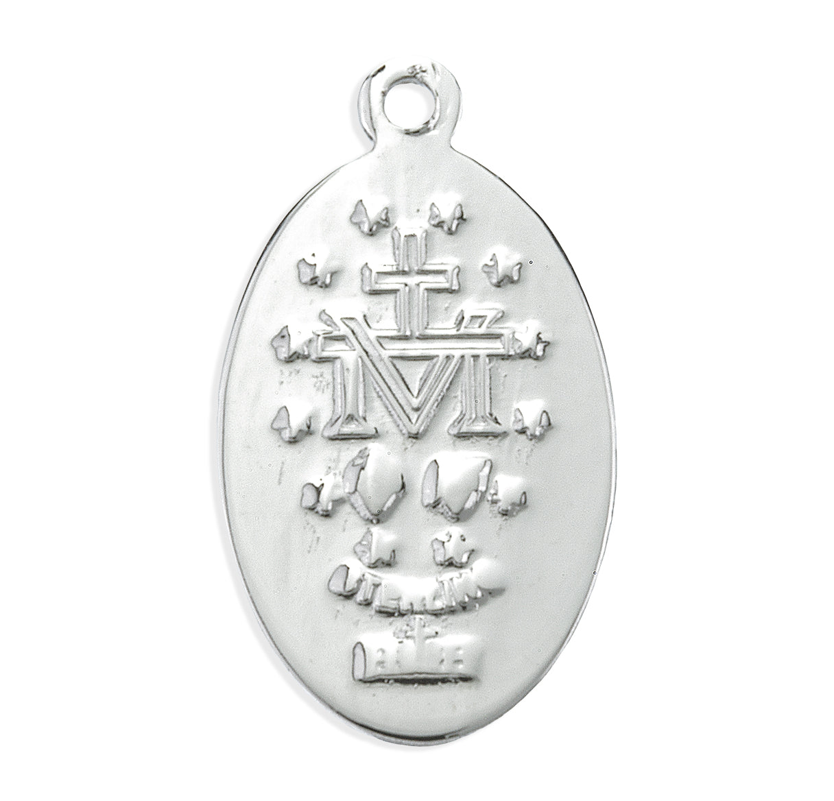 Sterling Silver Oval Blue Epoxy Miraculous Medal
