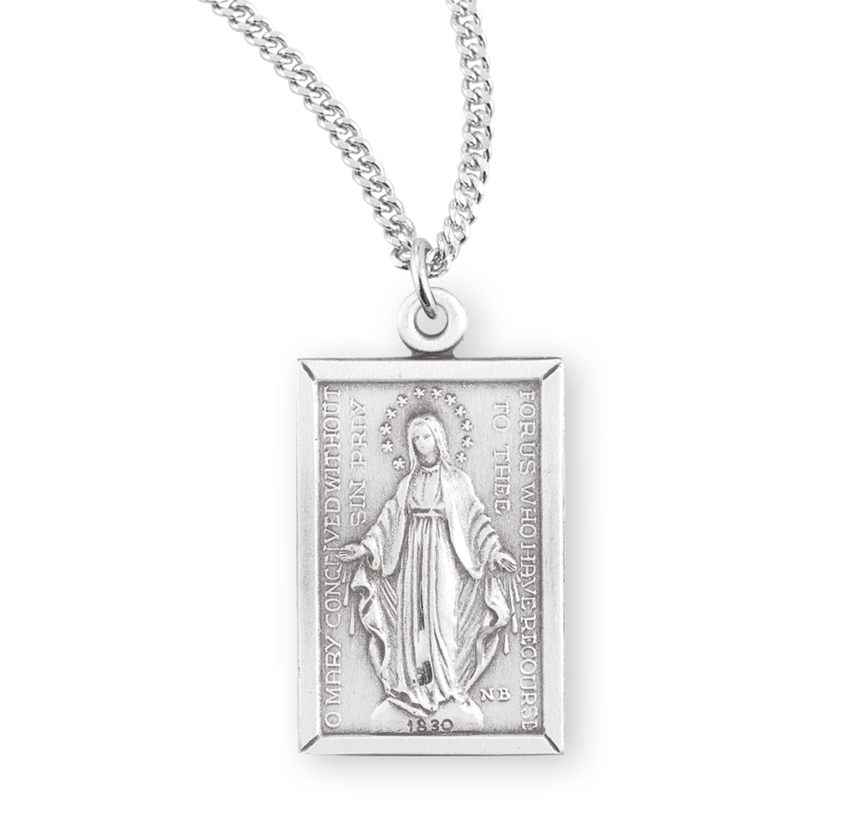 Sterling Silver Rectangular Miraculous Medal