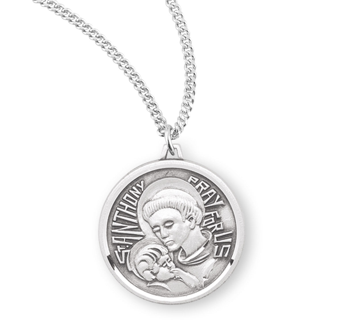 Sterling Silver St. Anthony w/24" Ch-Bxd