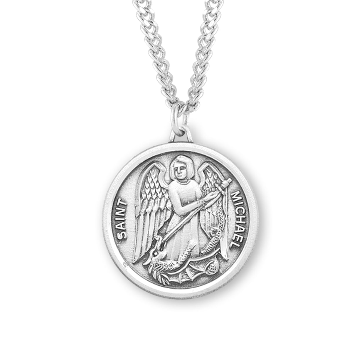 Saint Michael Round Sterling Silver Medal