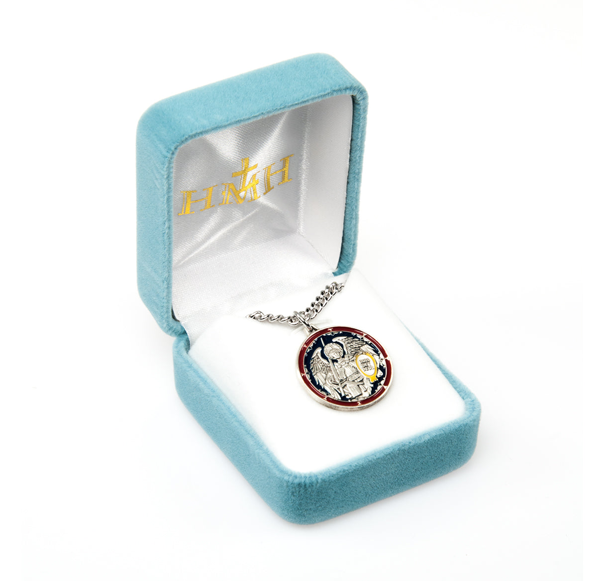 Saint Michael the Archangel Round Sterling Silver Epoxy Medal