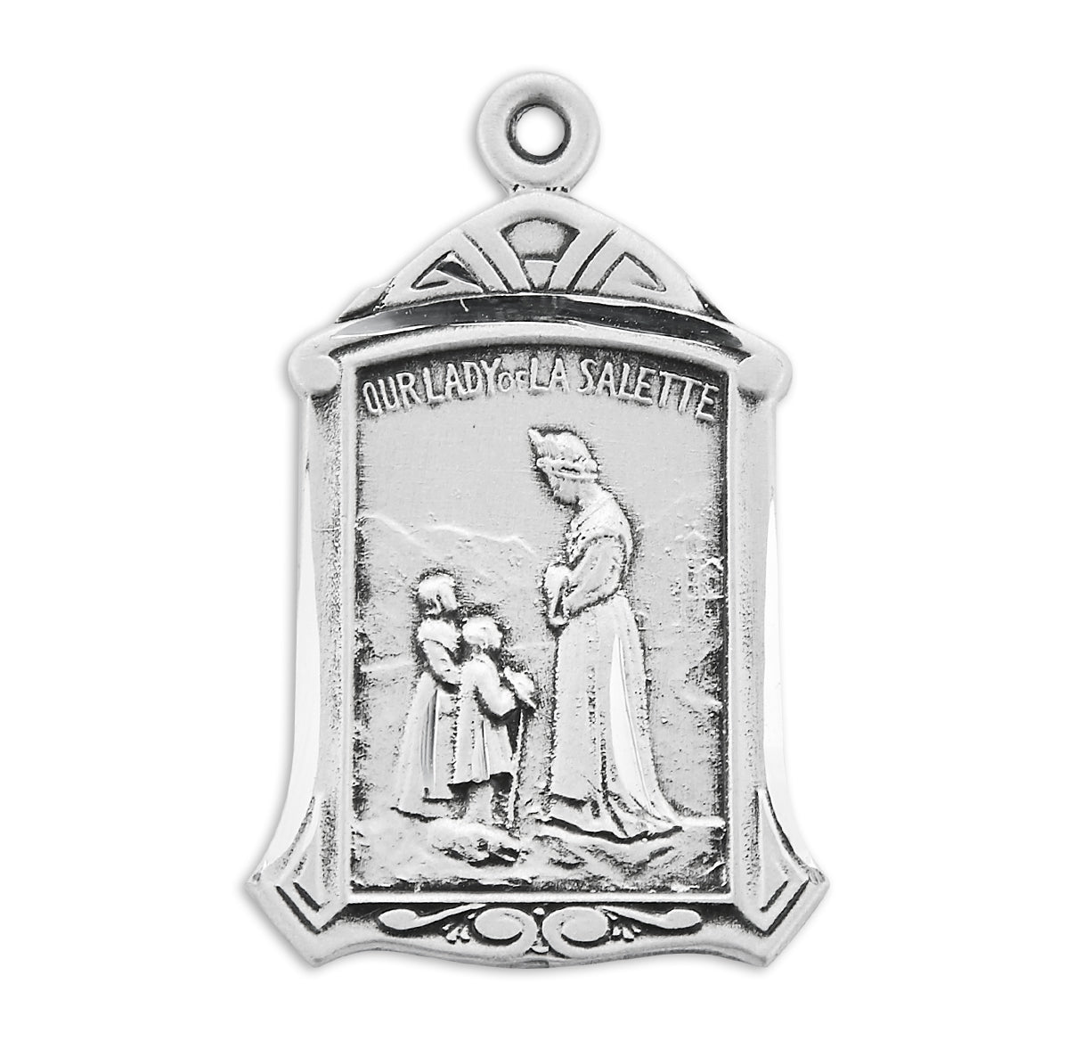 Sterling Silver Our Lady of LaSallette Medal w/Children-18" Ch-Bxd