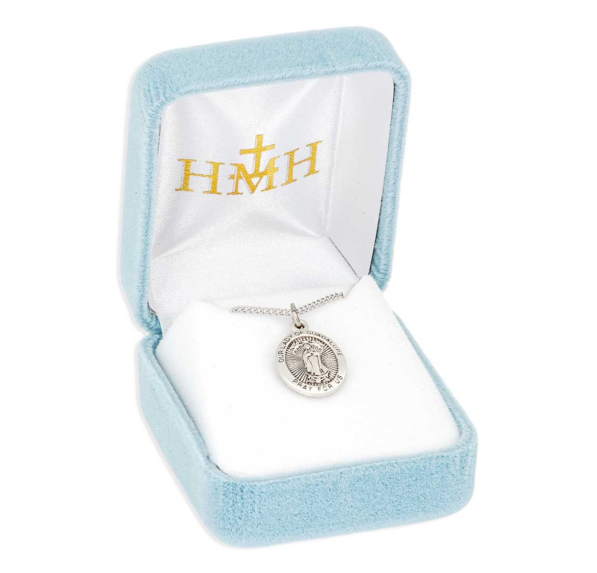 Sterling Silver Our Lady of Guadalupe 13/16" Oval Medal-18"