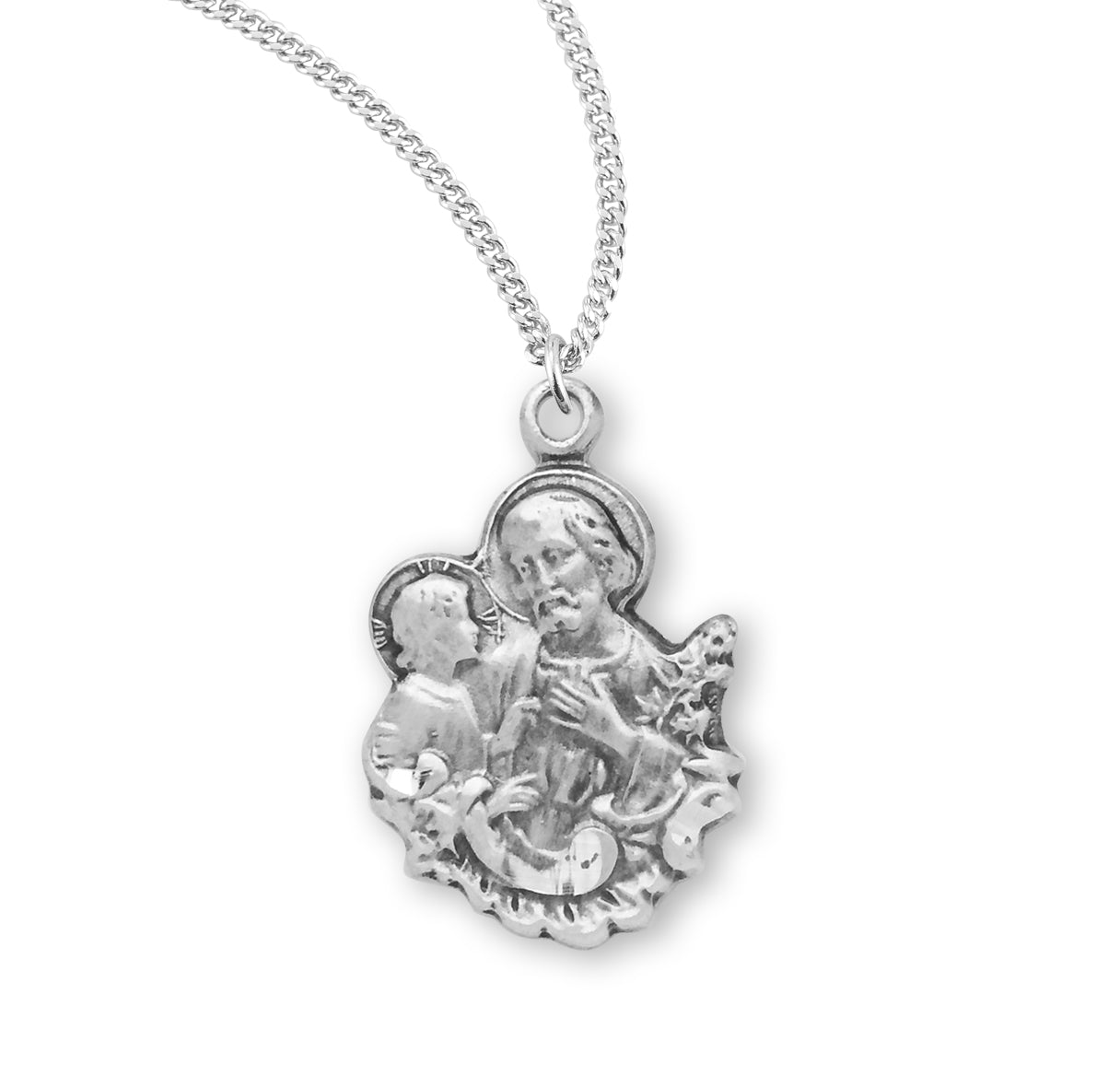 Sterling St. Joseph Charm-*18"(Thin)-Ch-Bxd