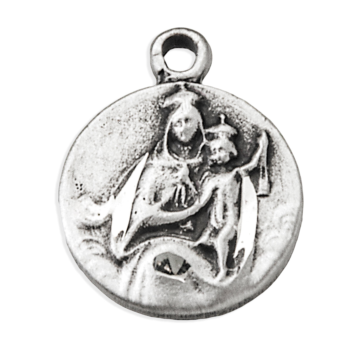 Sterling Silver Small Round Madonna and Child 16" Ch-Bxd