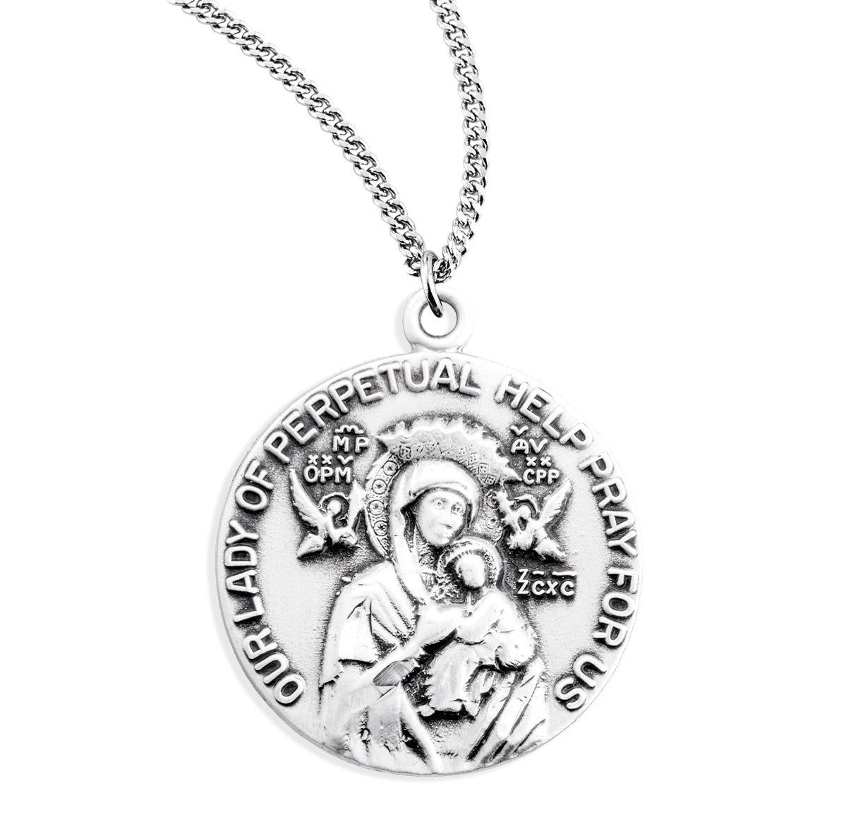 Sterling Silver Our Lady of Perpetual Help Round Medal