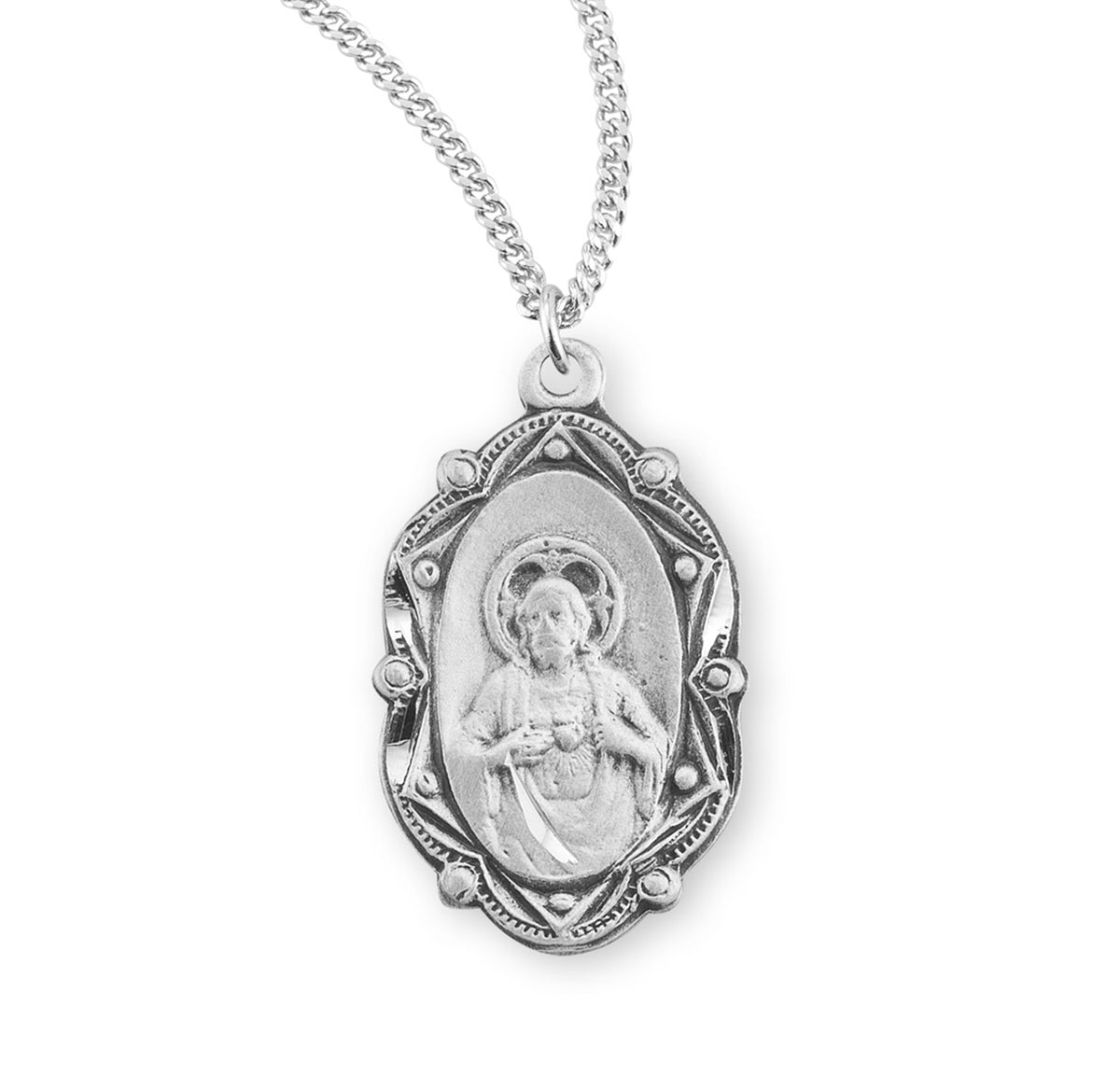 Sacred Heart of Jesus Sterling Silver Scapular Medal — HMH Religious