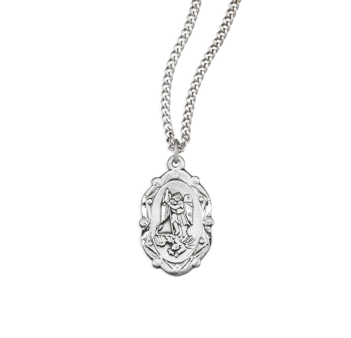 Sterling Silver St Michael Medal-18'Ch Bxd