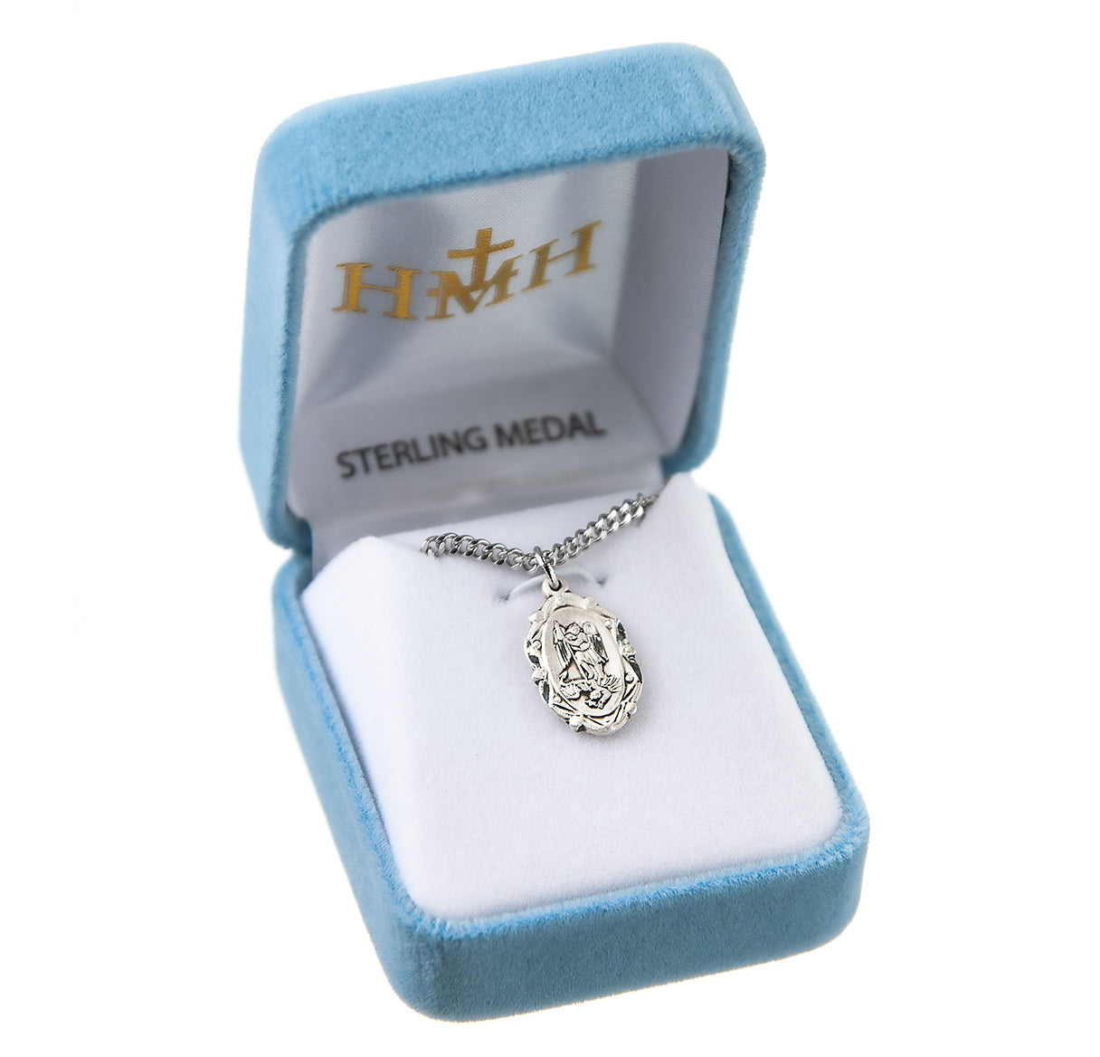 Sterling Silver St Michael Medal-18'Ch Bxd