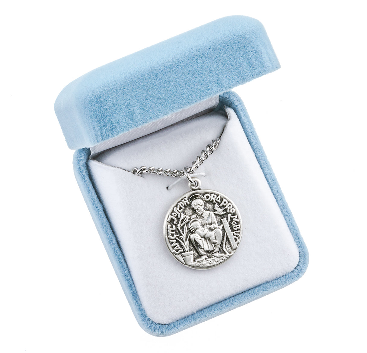 Sterling Silver St. Joseph Medal Seated with  Infant Jesus