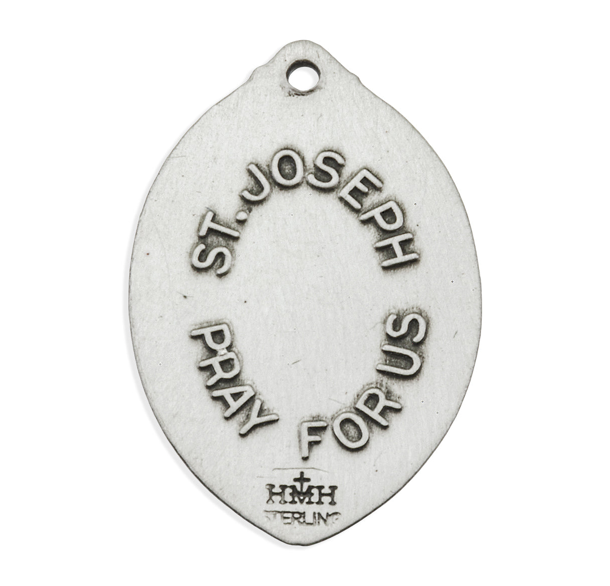 Sterling Silver Almond-Shaped St. Joseph Pendant with Rays