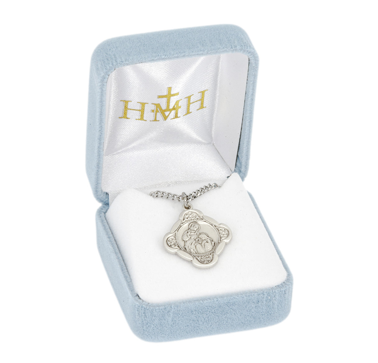 Sterling Silver St. Anne W/ Child Mary Medal-Cross-*18"