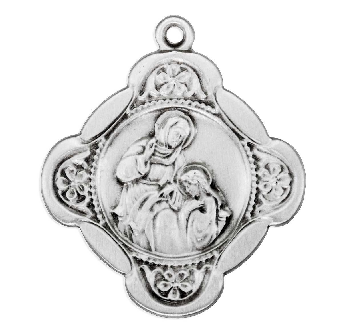 Sterling Silver St. Anne W/ Child Mary Medal-Cross-*18"