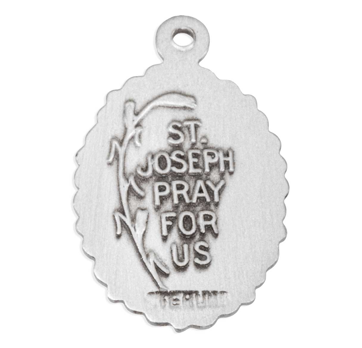 Sterling St Joseph Oval Medal W/Flowered Border-18TR"