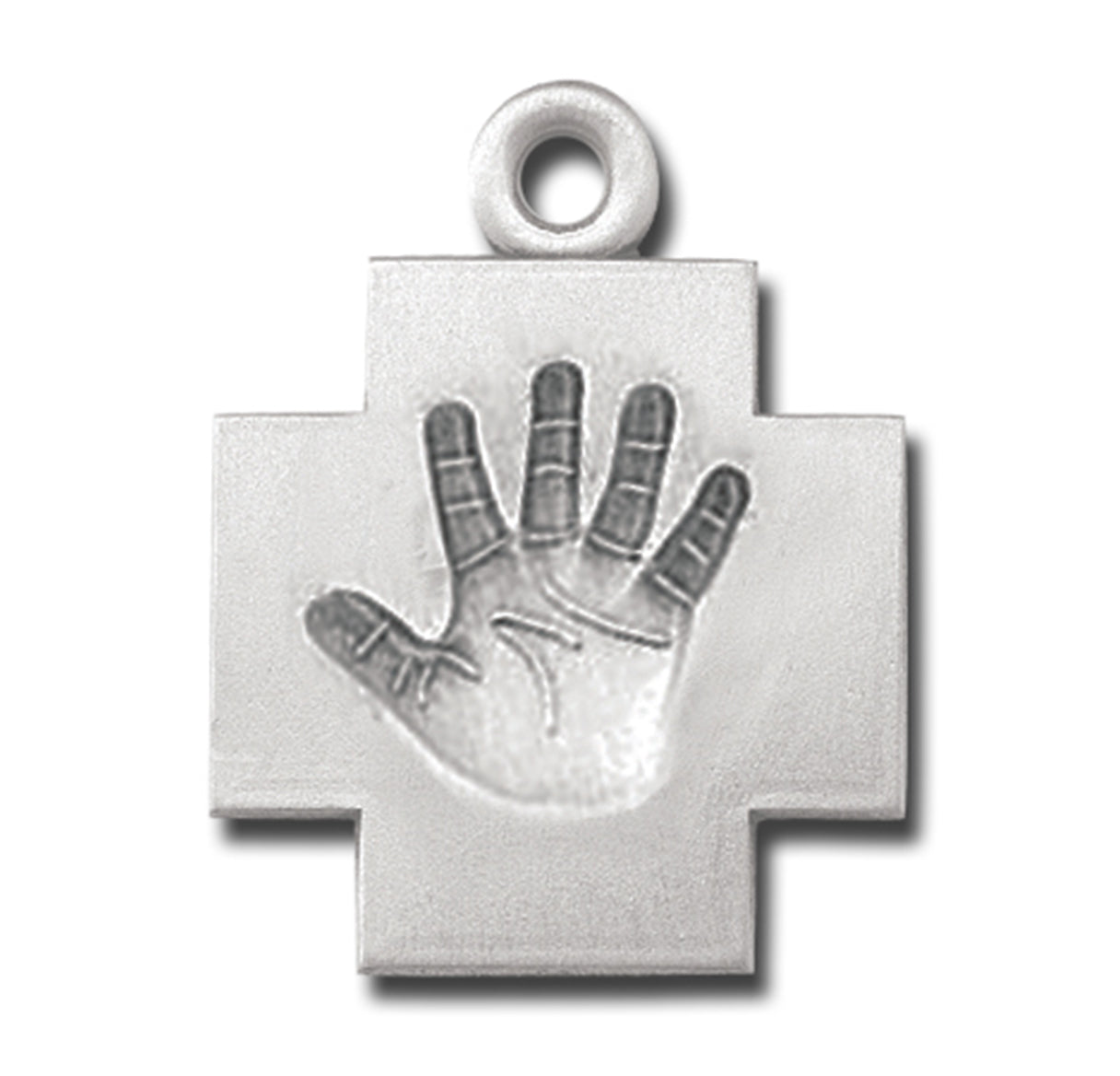 Sterling Silver Cross w/ Baby Hand-18" (Thin) Ch-Bxd