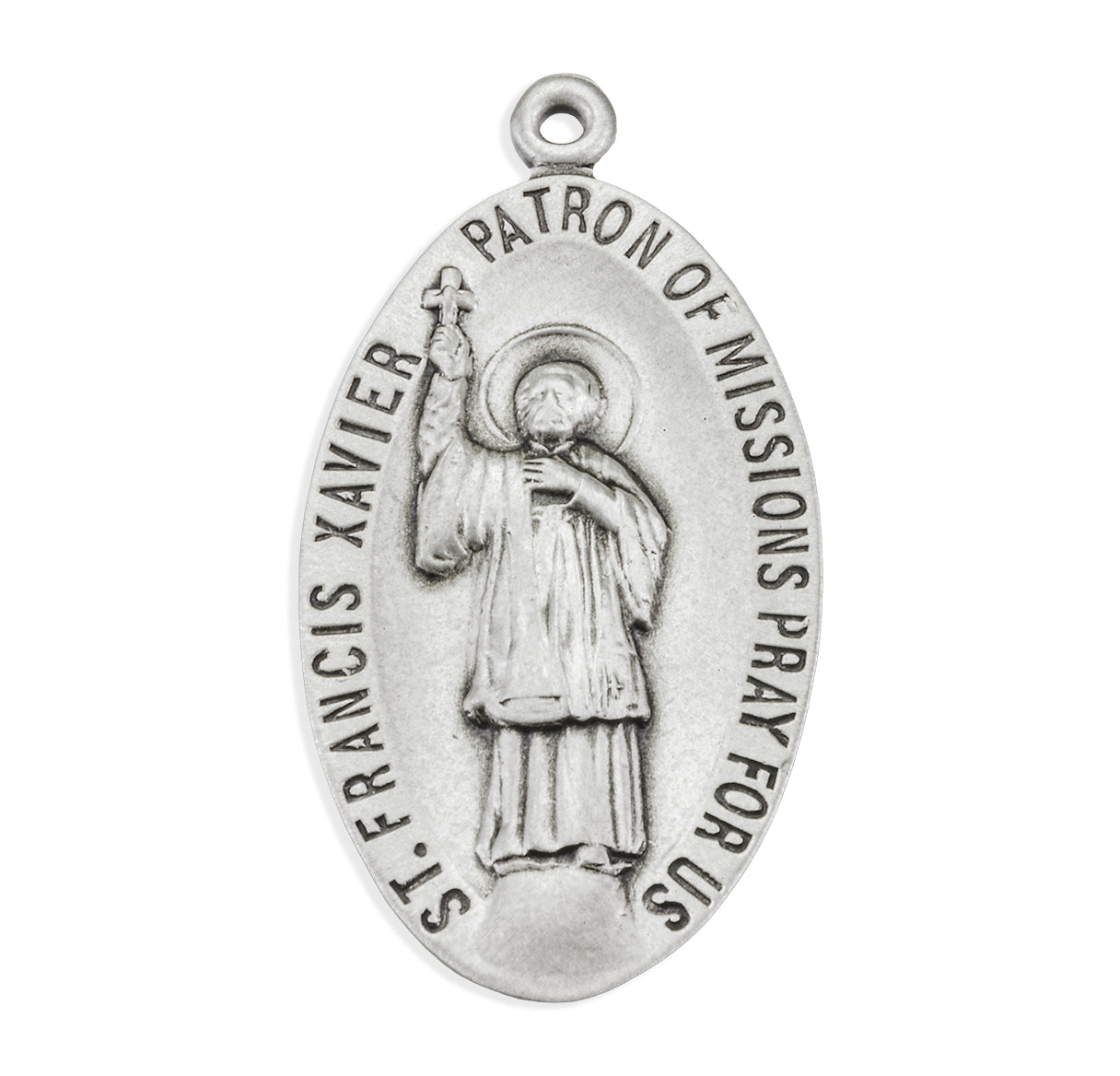 Sterling Silver St. Francis Xavier Oval Medal W/ IHS Reverse-24" Ch-Bxd