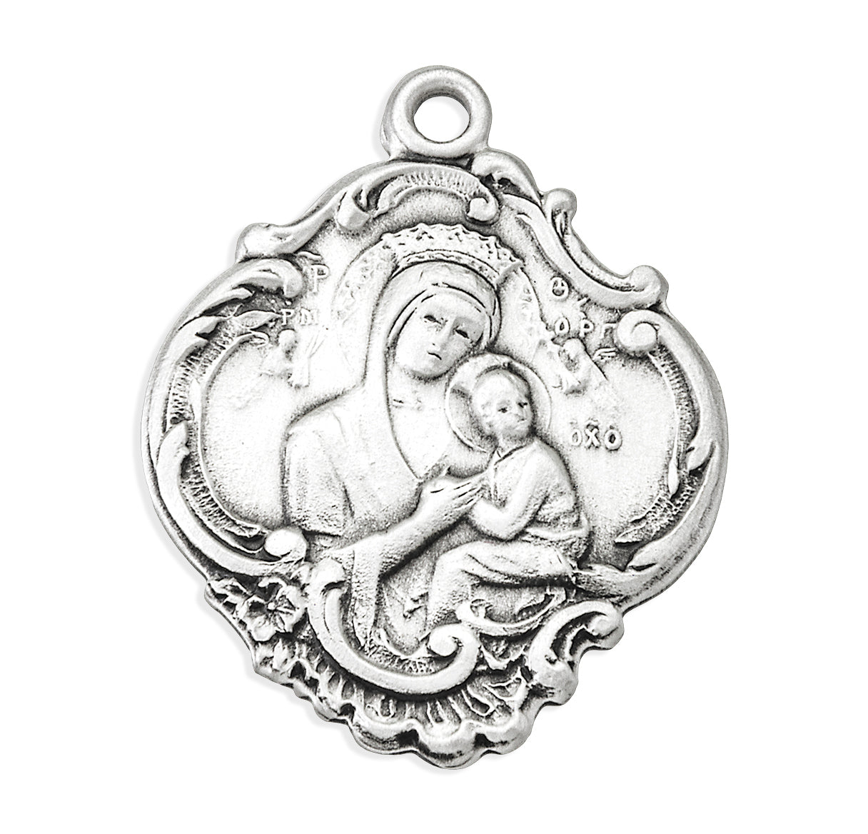 Sterling Silver O.L of Perpetual Help Baroque Medal-24" Ch-Bxd