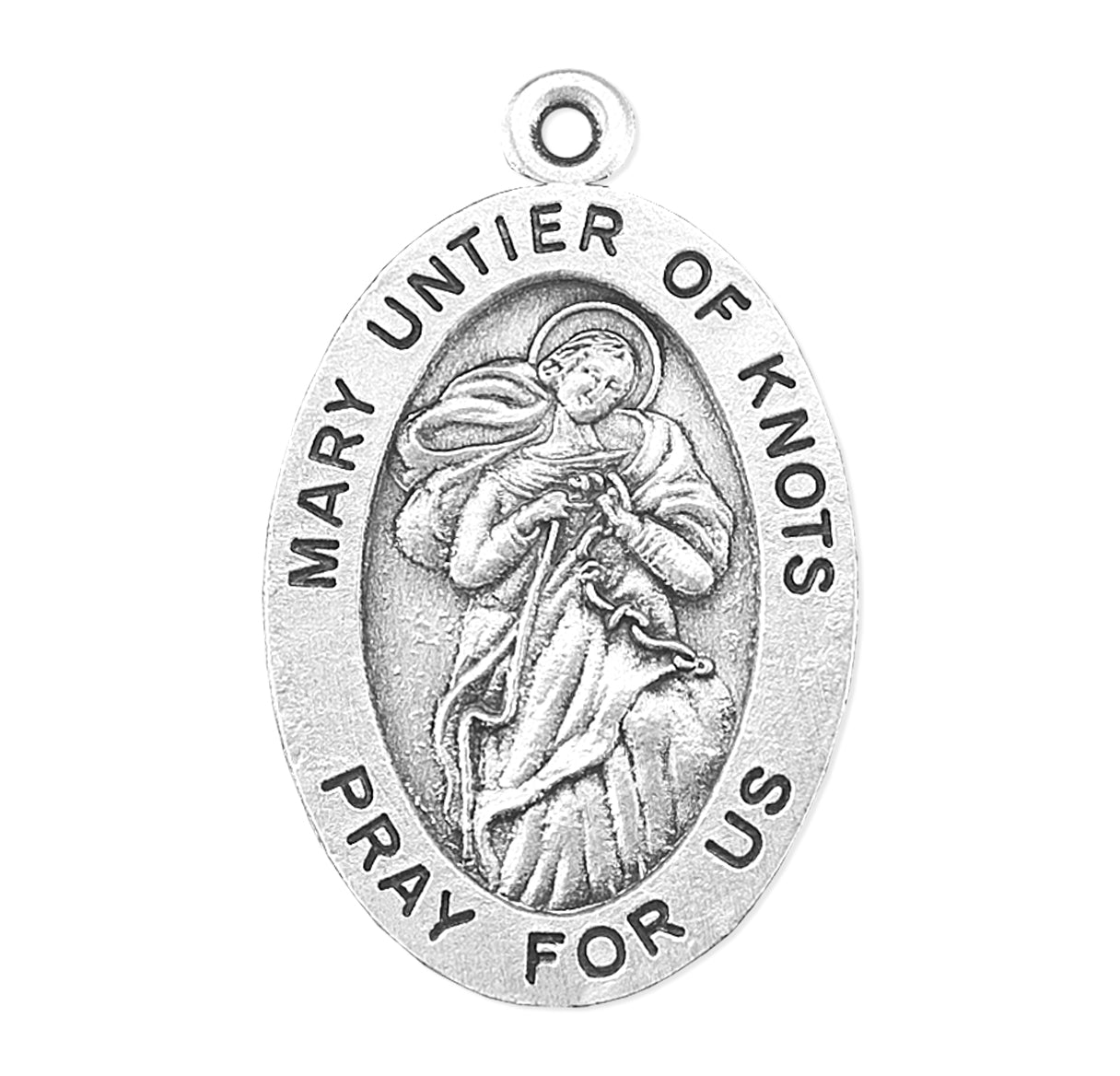 Sterling Silver Mary Untier of Knots Medal w/20" Ch-Bxd