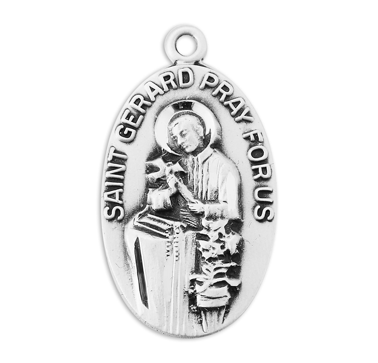 Sterling Silver St. Gerard Oval Medal-20" Ch-Bxd