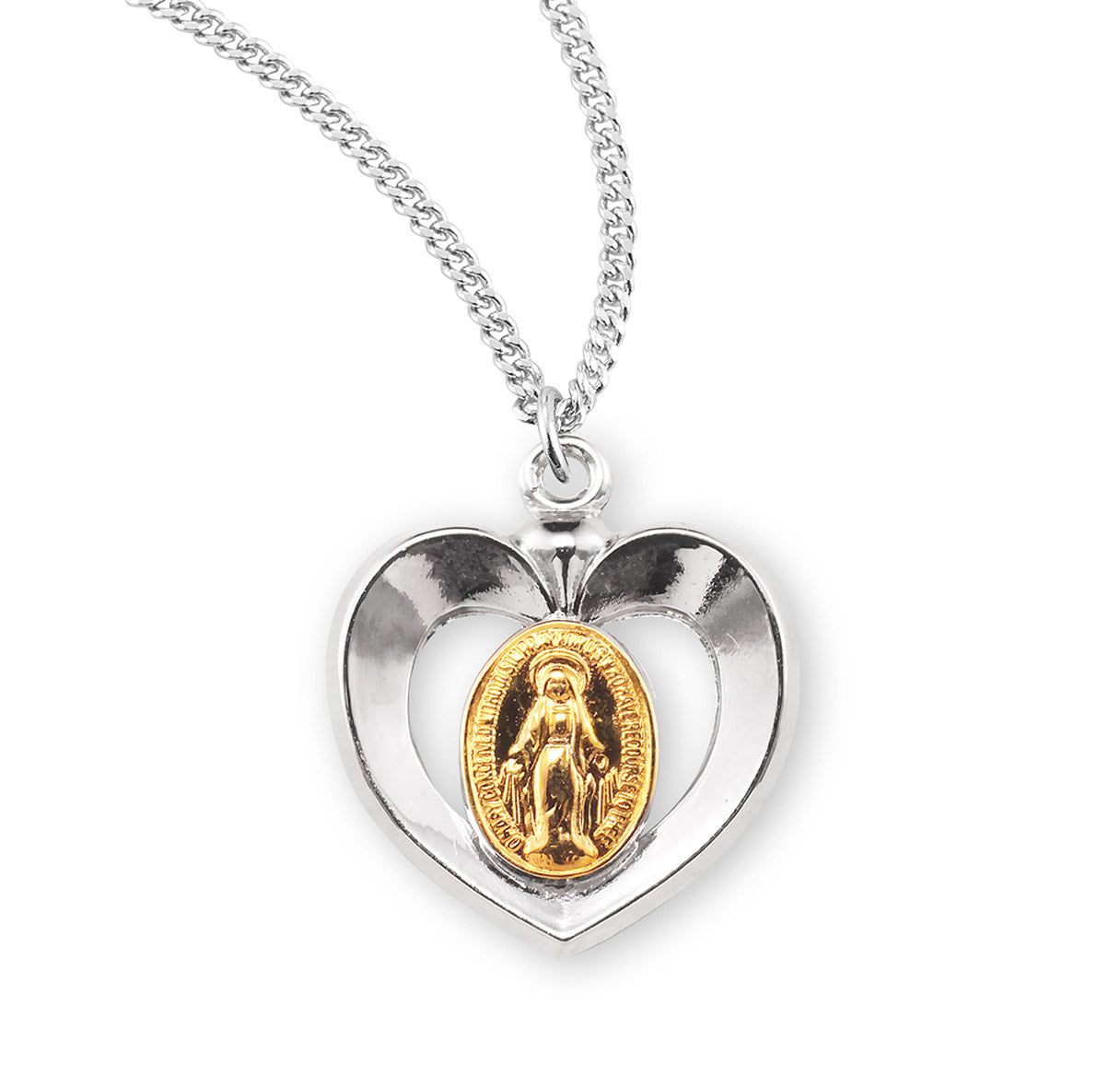 Sterling Silver Oval Two-Tone Miraculous Medal