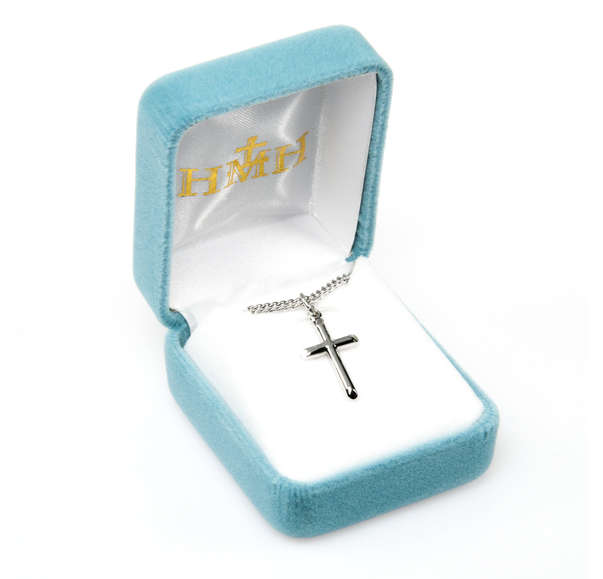 Small Sterling High Polished Plated Cross on a 13" Ch-Bxd
