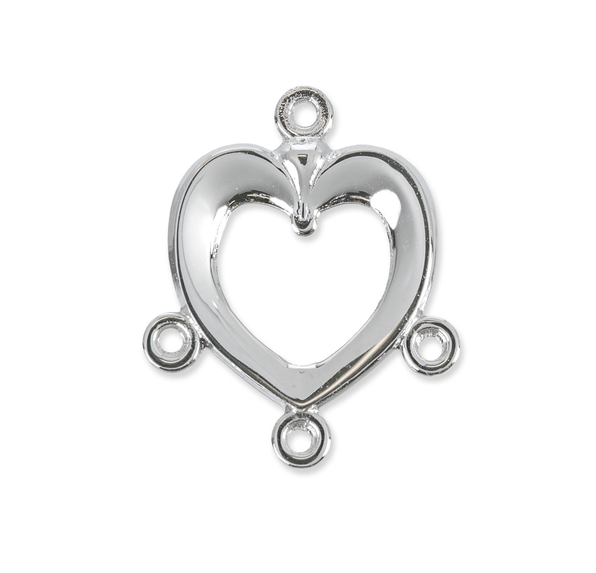 Sterling Rhodium Plated Heart W/ 3 Loops-18" Ch-Bxd