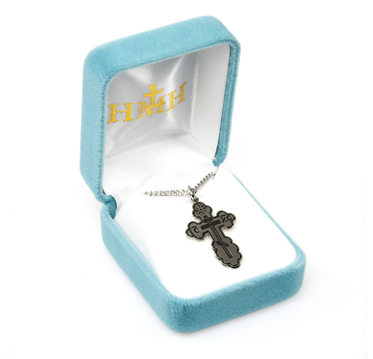 Sterling Silver Med.Orthodox Cross w/24" Ch-Bxd