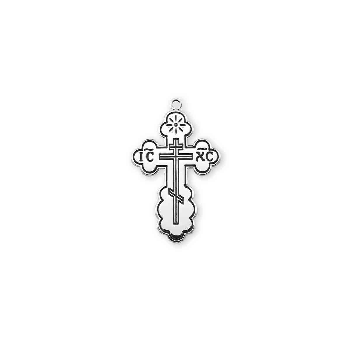 Sterling Silver Med.Orthodox Cross w/24" Ch-Bxd