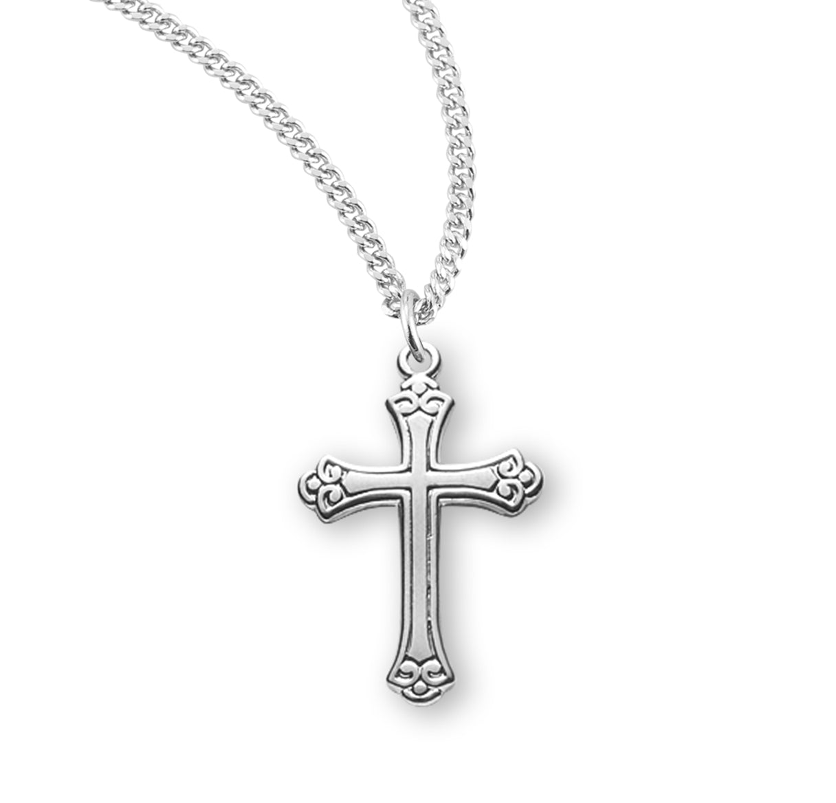 Sterling Silver Small Fancy Cross - 16" Ch-Bxd