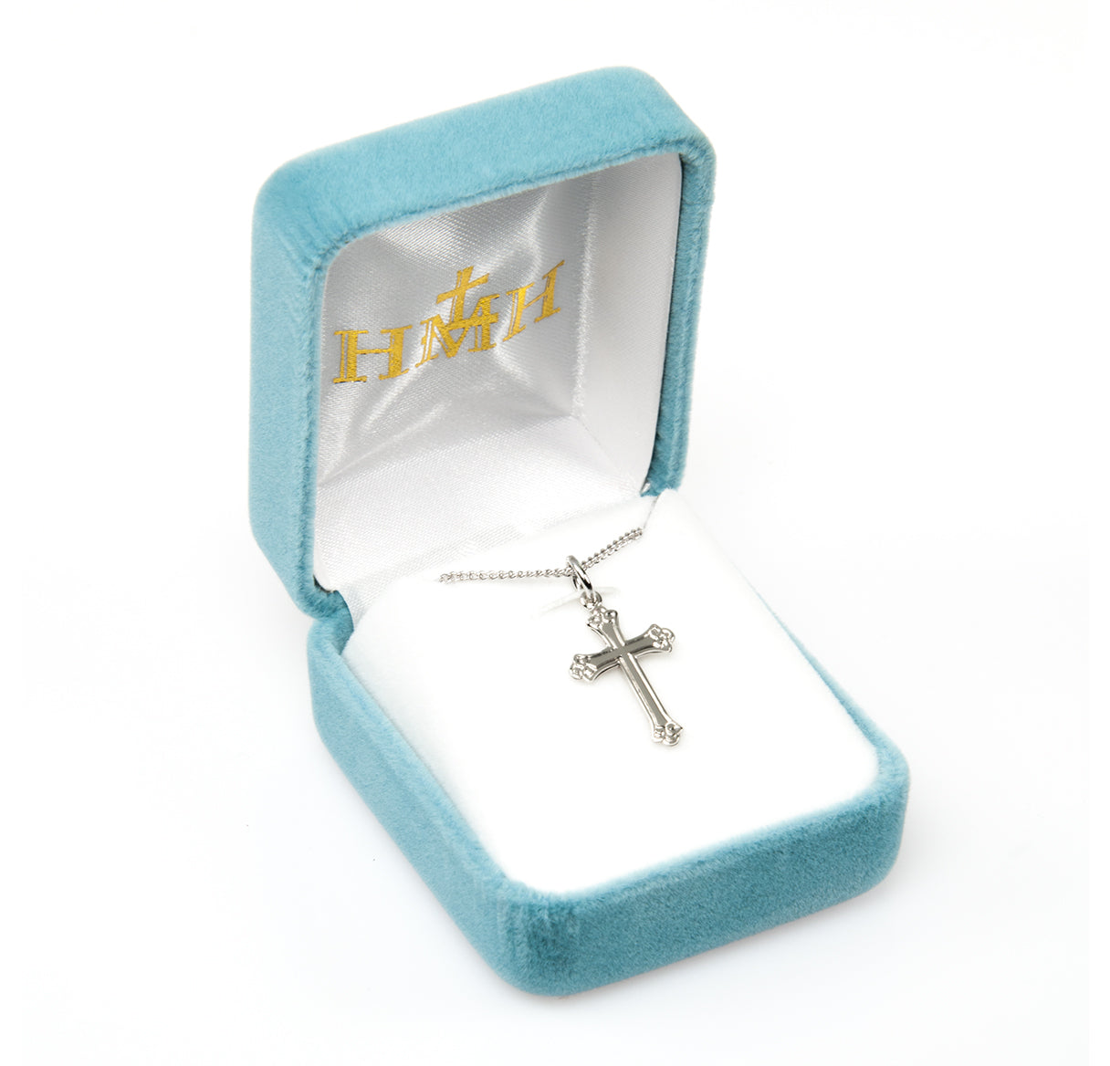 Sterling Silver Small Fancy Cross - 16" Ch-Bxd
