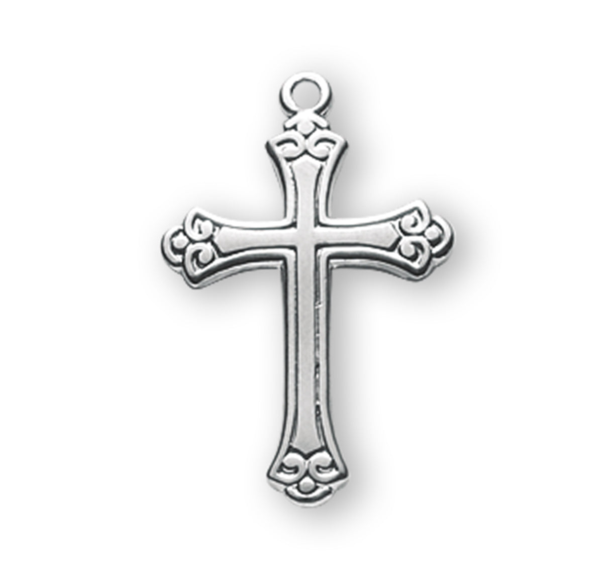 Sterling Silver Small Fancy Cross - 16" Ch-Bxd