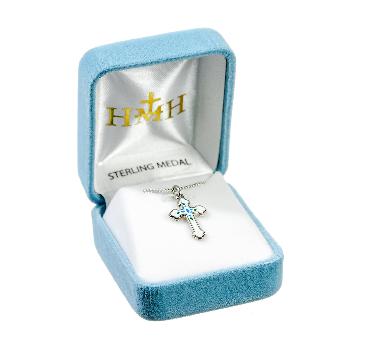 Sterling Silver Budded Latin Style Epoxy Cross